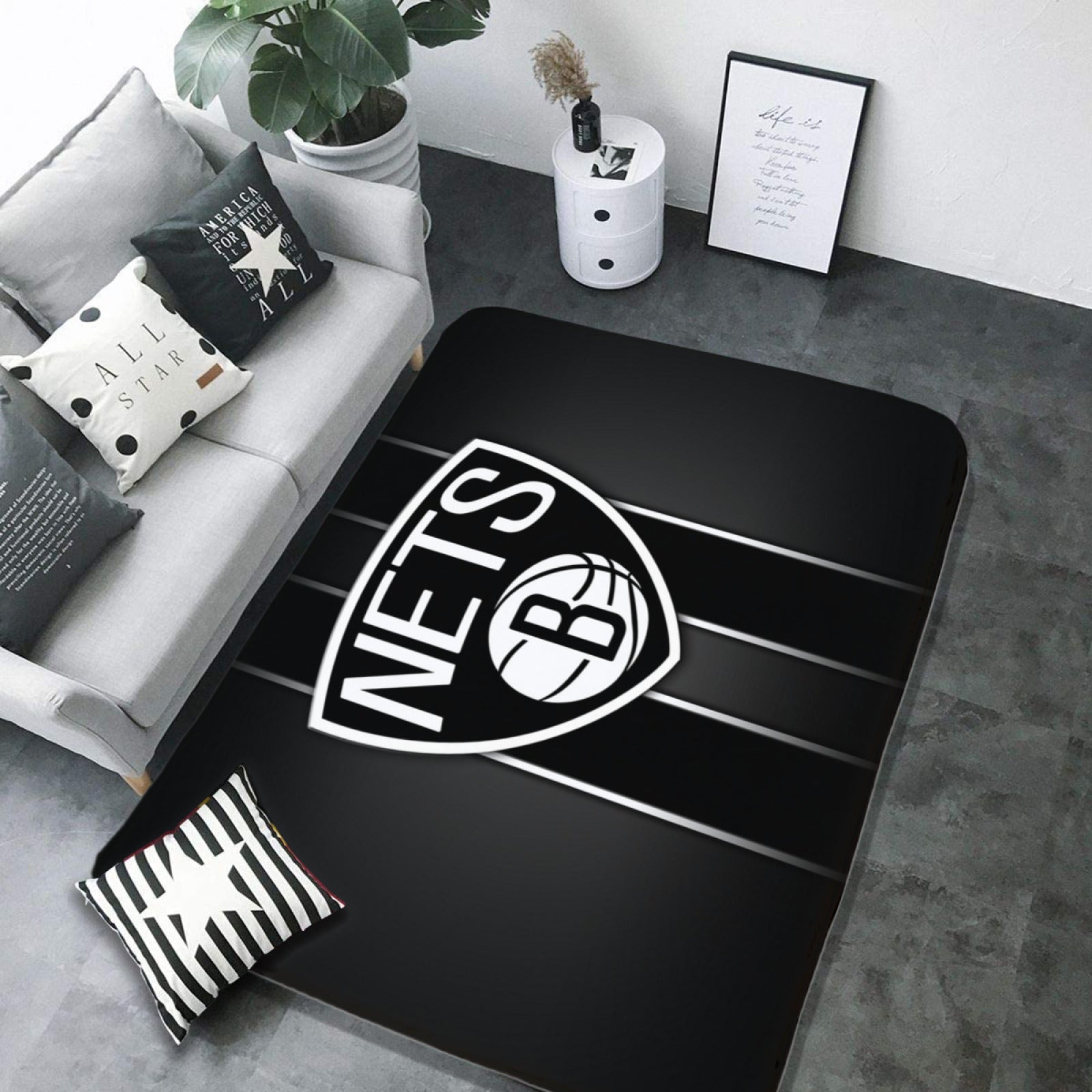 Brooklyn Basketball Nets Rugs Bedroom Living Room Bathroom Carpet Mat Rug