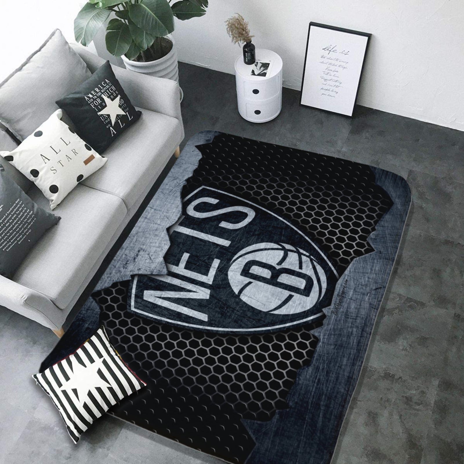 Brooklyn Basketball Nets Rugs Bedroom Living Room Bathroom Carpet Mat Rug