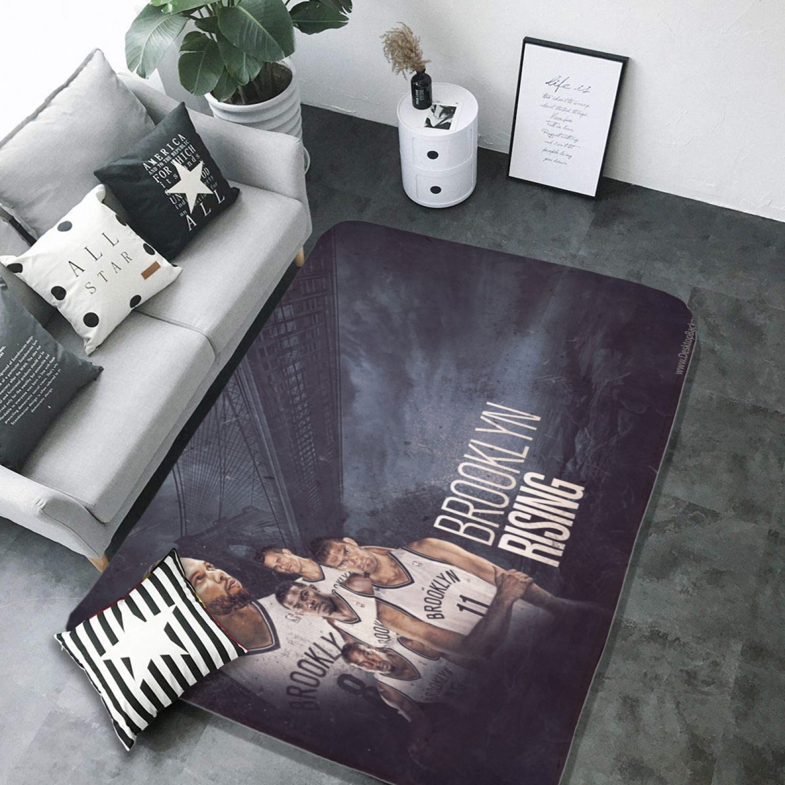 Brooklyn Basketball Nets Rugs Bedroom Living Room Bathroom Carpet Mat Rug