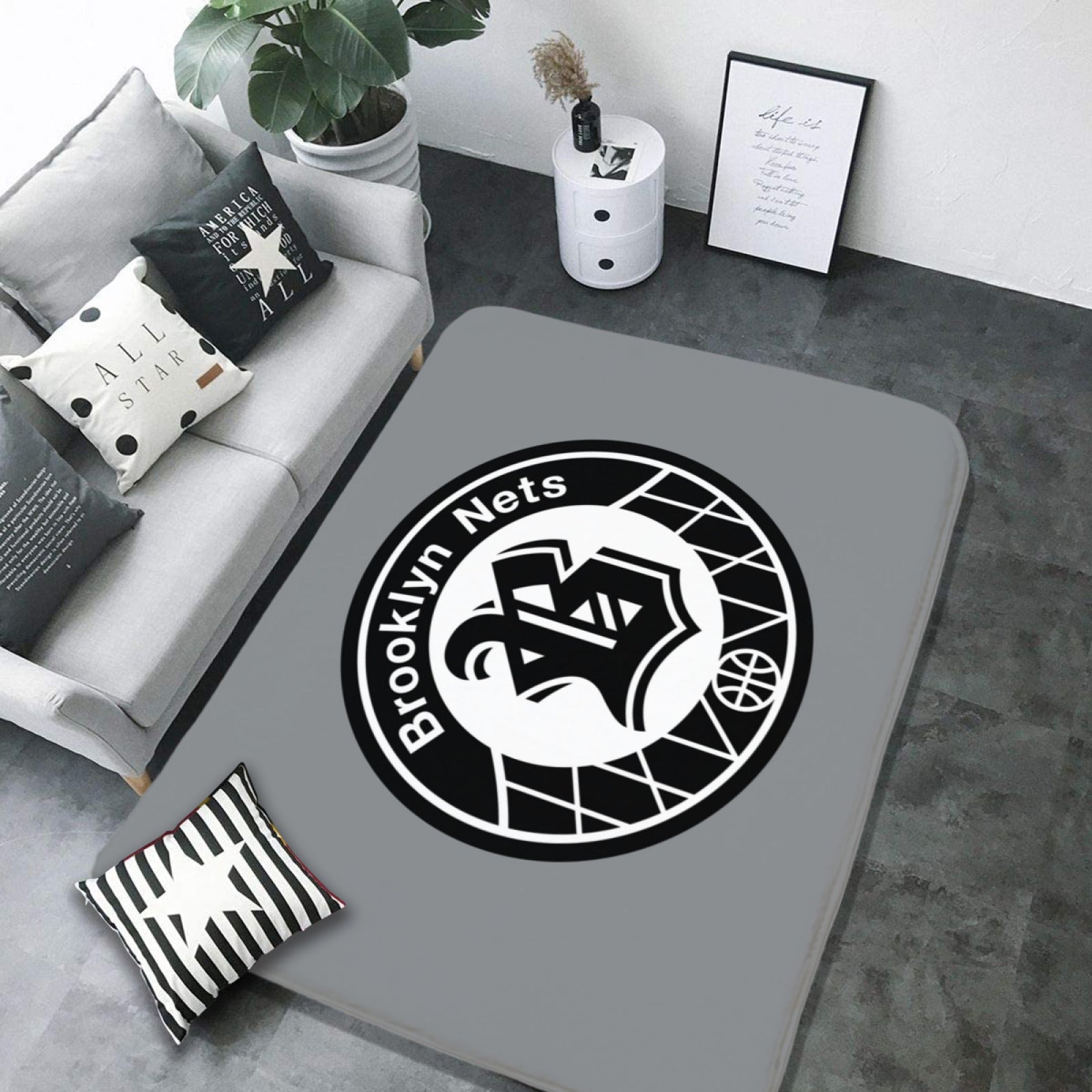 Brooklyn Basketball Nets Rugs Bedroom Living Room Bathroom Carpet Mat Rug