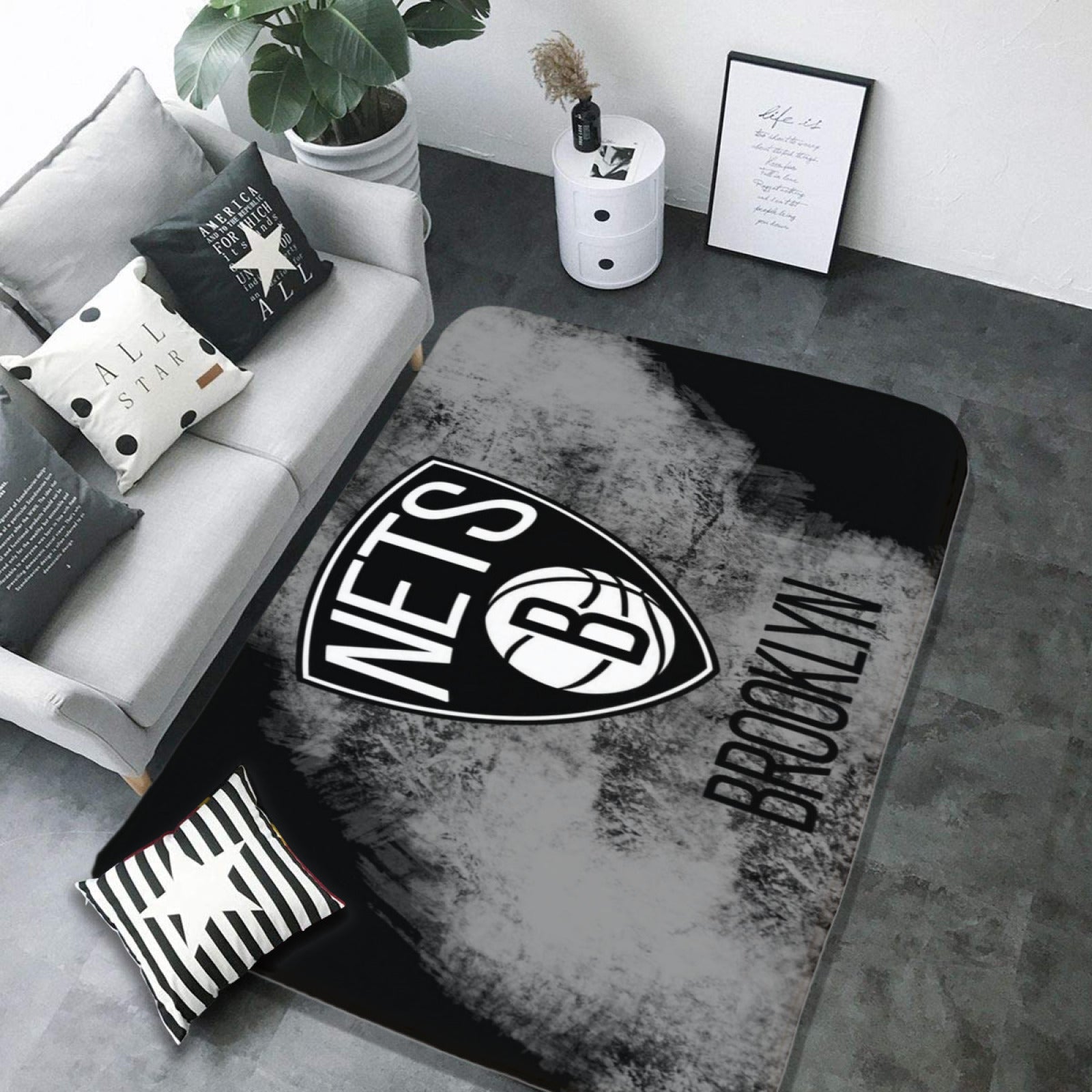 Brooklyn Basketball Nets Rugs Bedroom Living Room Bathroom Carpet Mat Rug