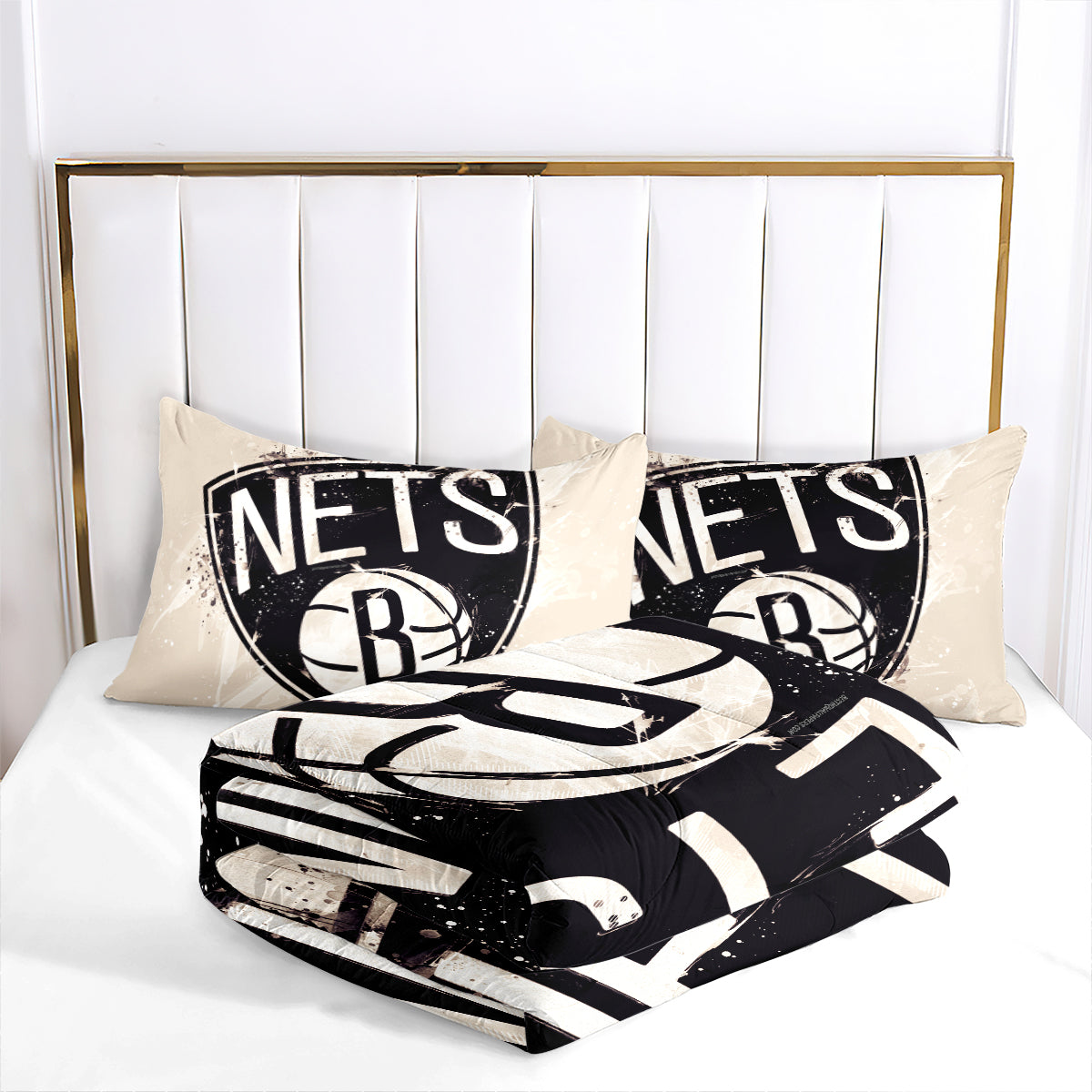 Brooklyn Basketball Nets Comforter Pillowcases 3PC Sets Blanket All Season Reversible Quilted Duvet