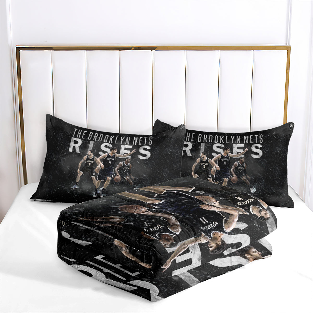 Brooklyn Basketball Nets Comforter Pillowcases 3PC Sets Blanket All Season Reversible Quilted Duvet