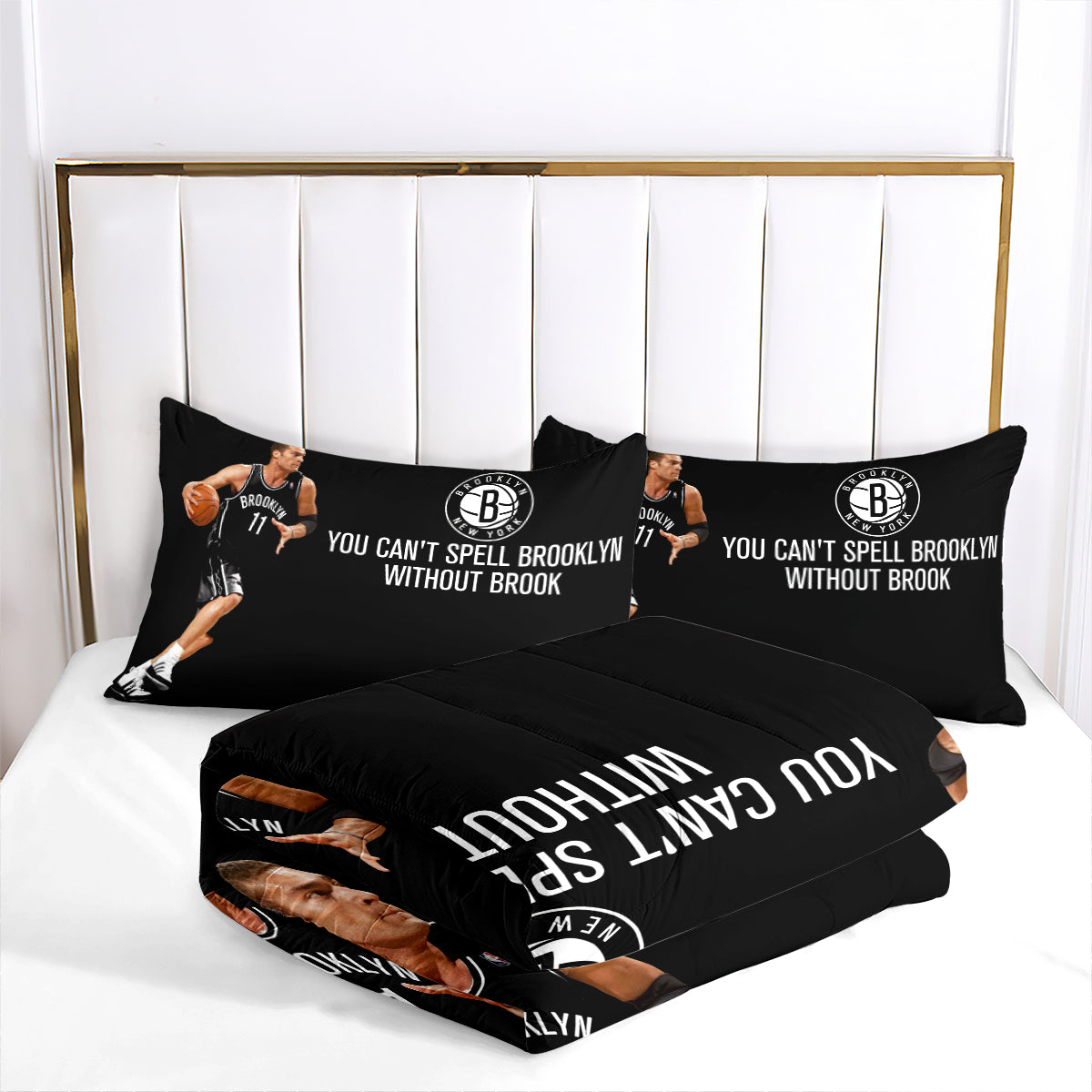 Brooklyn Basketball Nets Comforter Pillowcases 3PC Sets Blanket All Season Reversible Quilted Duvet