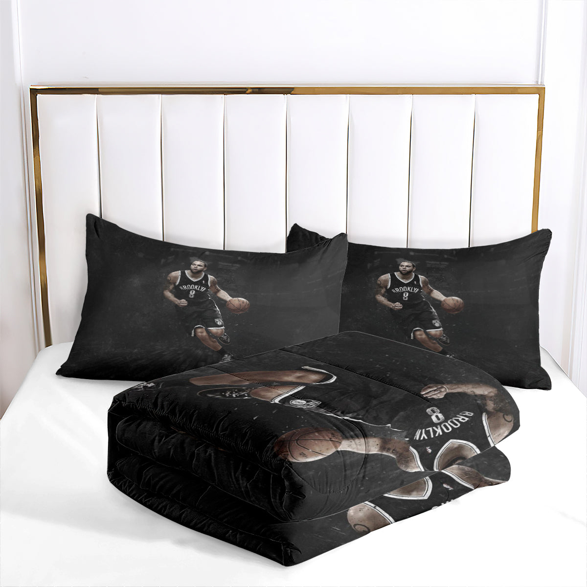 Brooklyn Basketball Nets Comforter Pillowcases 3PC Sets Blanket All Season Reversible Quilted Duvet