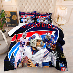 Buffalo Rugby Football Bills Comforter Pillowcases 3PC Sets Blanket All Season Reversible Quilted Duvet