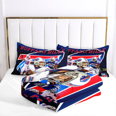 Buffalo Rugby Football Bills Comforter Pillowcases 3PC Sets Blanket All Season Reversible Quilted Duvet