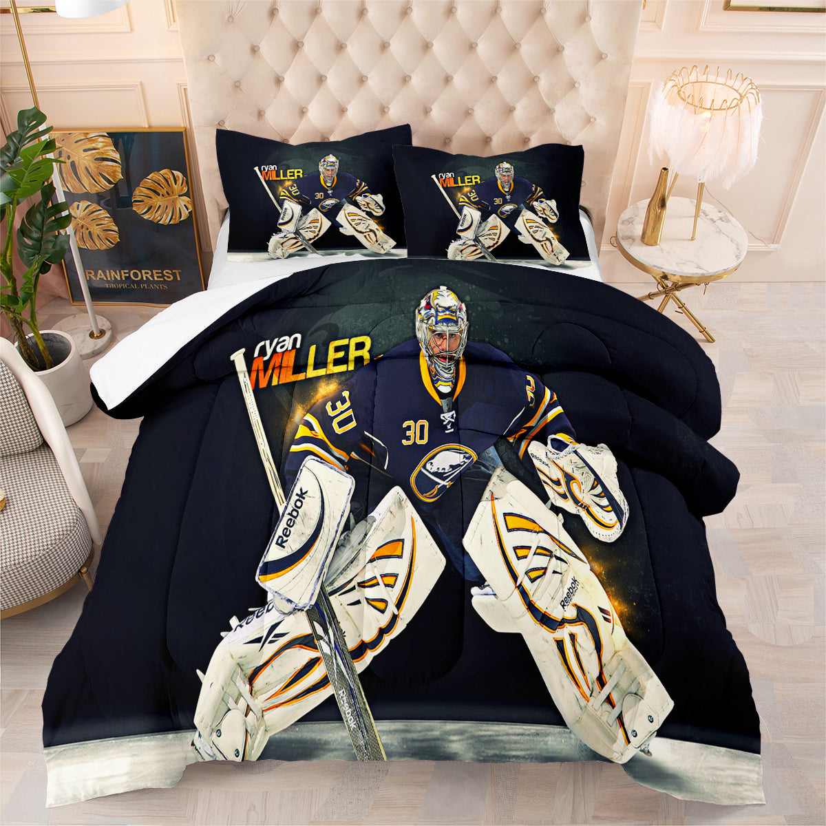 Buffalo Sabres Hockey Comforter Pillowcases 3PC Sets Blanket All Season Reversible Quilted Duvet