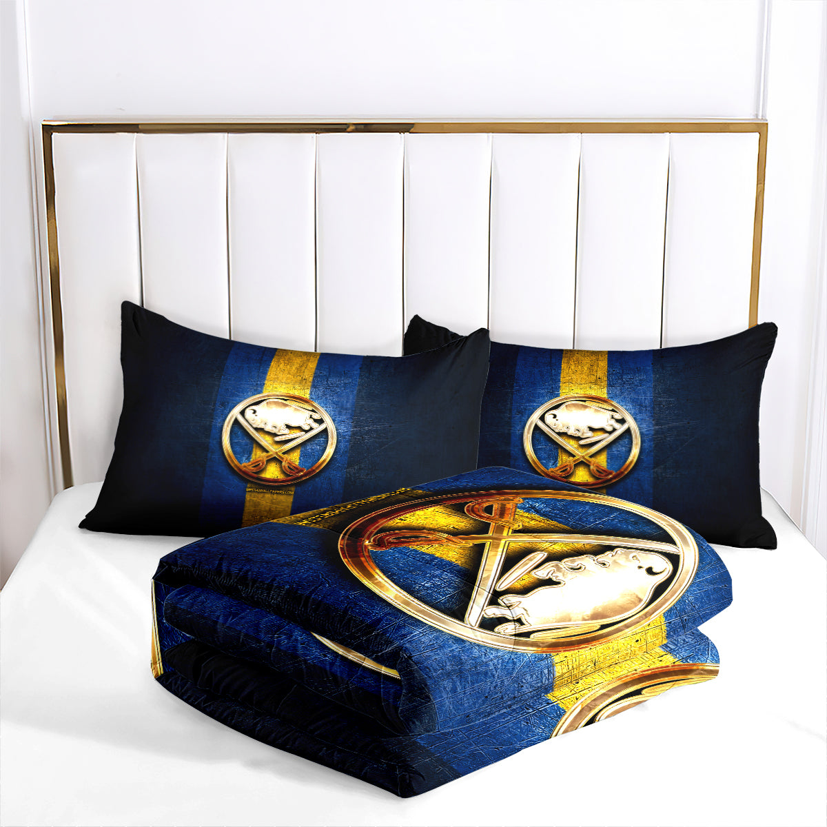 Buffalo Sabres Hockey Comforter Pillowcases 3PC Sets Blanket All Season Reversible Quilted Duvet