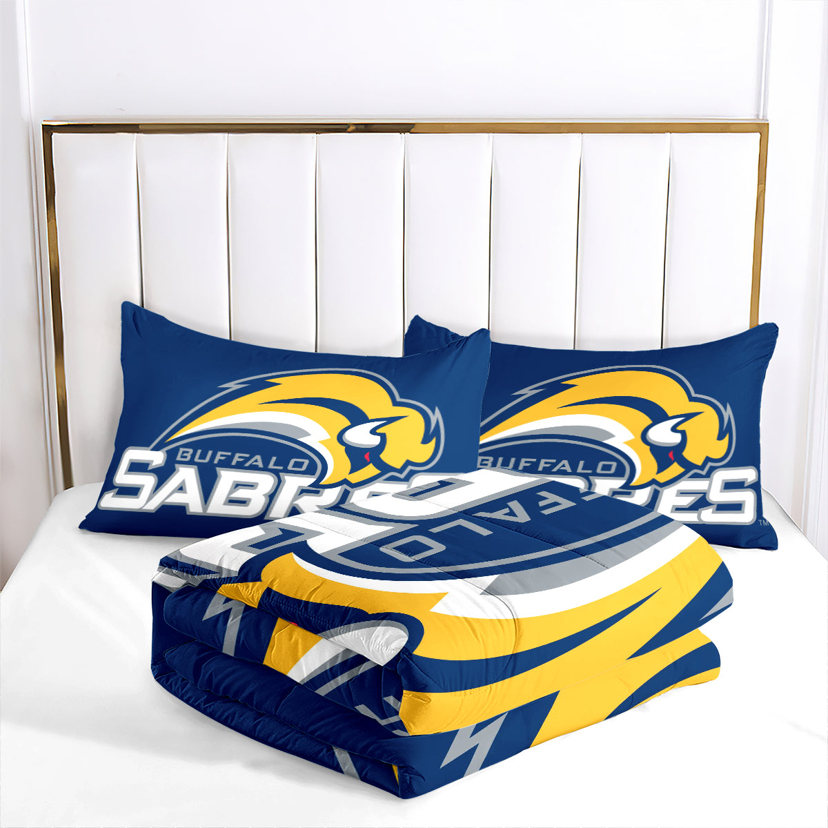 Buffalo Sabres Hockey Comforter Pillowcases 3PC Sets Blanket All Season Reversible Quilted Duvet