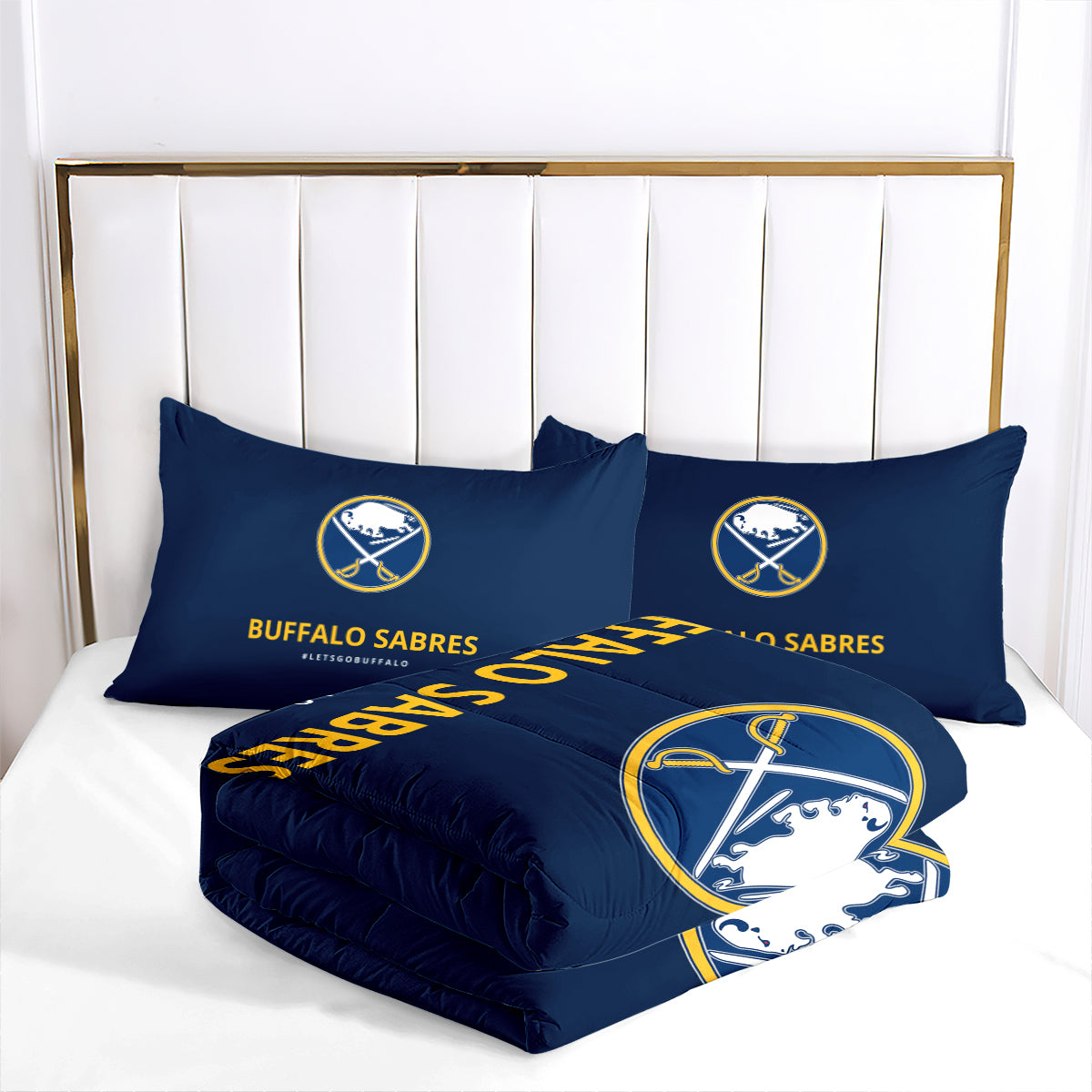 Buffalo Sabres Hockey Comforter Pillowcases 3PC Sets Blanket All Season Reversible Quilted Duvet