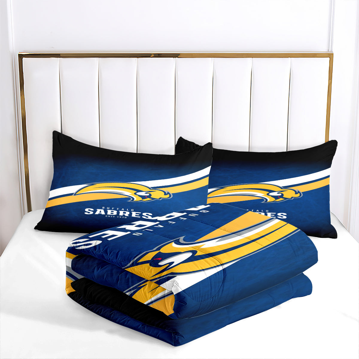 Buffalo Sabres Hockey Comforter Pillowcases 3PC Sets Blanket All Season Reversible Quilted Duvet