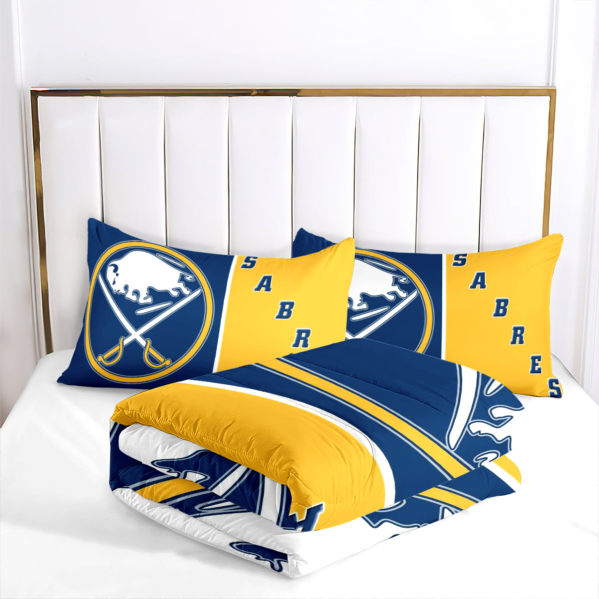 Buffalo Sabres Hockey Comforter Pillowcases 3PC Sets Blanket All Season Reversible Quilted Duvet