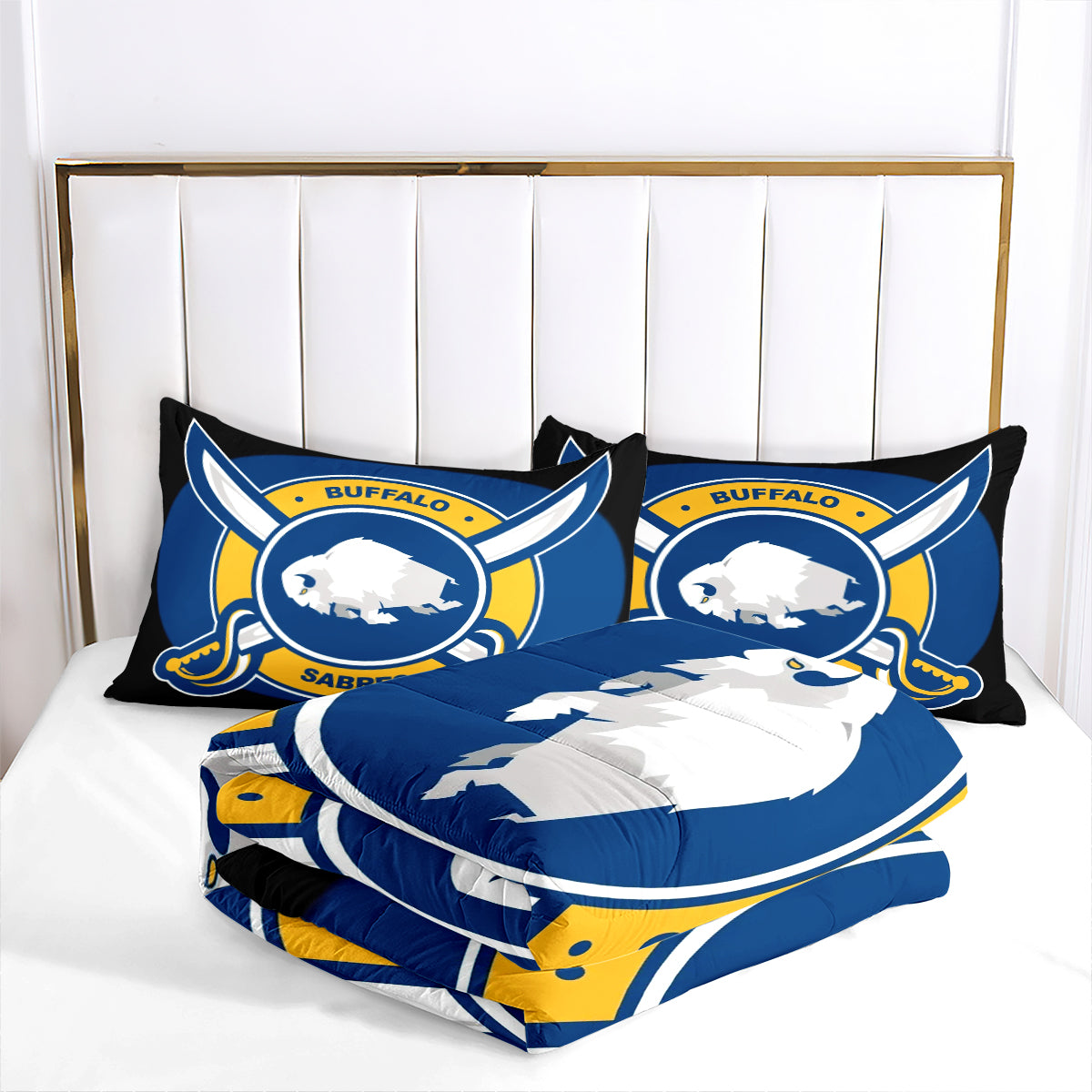 Buffalo Sabres Hockey Comforter Pillowcases 3PC Sets Blanket All Season Reversible Quilted Duvet