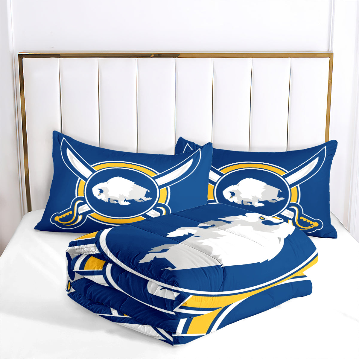 Buffalo Sabres Hockey Comforter Pillowcases 3PC Sets Blanket All Season Reversible Quilted Duvet