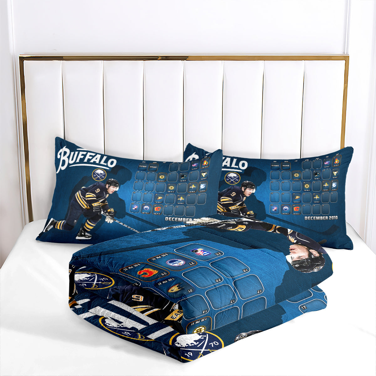 Buffalo Sabres Hockey Comforter Pillowcases 3PC Sets Blanket All Season Reversible Quilted Duvet