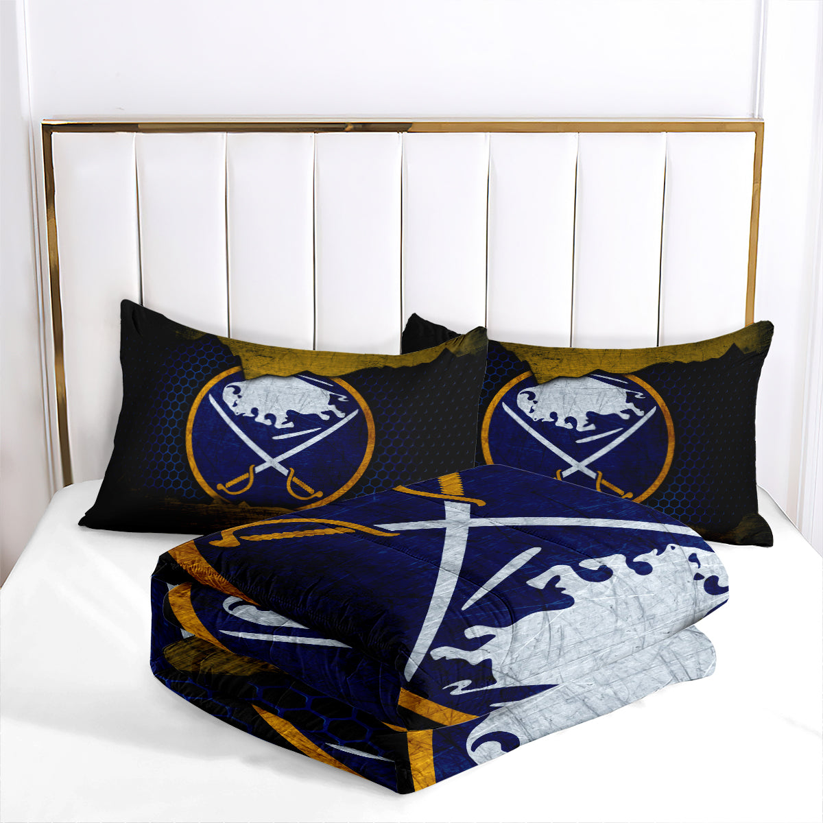 Buffalo Sabres Hockey Comforter Pillowcases 3PC Sets Blanket All Season Reversible Quilted Duvet