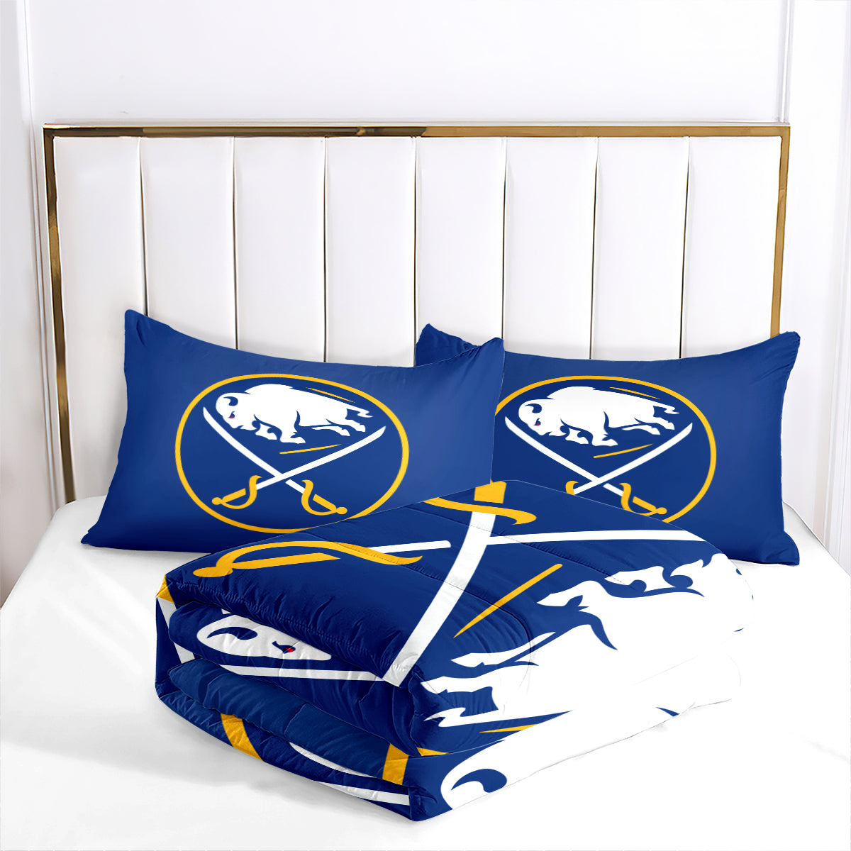 Buffalo Sabres Hockey Comforter Pillowcases 3PC Sets Blanket All Season Reversible Quilted Duvet