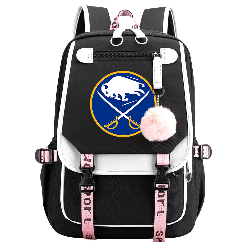 Buffalo Sabres Hockey League Waterproof Backpack School Notebook Travel Bag USB Charging