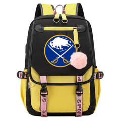 Buffalo Sabres Hockey League Waterproof Backpack School Notebook Travel Bag USB Charging