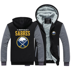 Buffalo Sabres Hockey Team  Unisex Lined Hoodie Fleece Sweatshirt Full Zipper Hooded Thicken Jacket