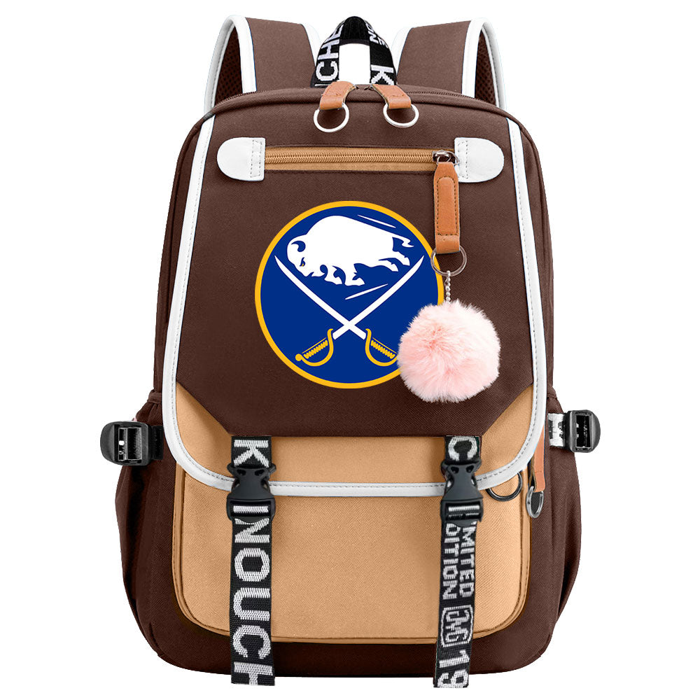 Buffalo Sabres Hockey League Waterproof Backpack School Notebook Travel Bag USB Charging