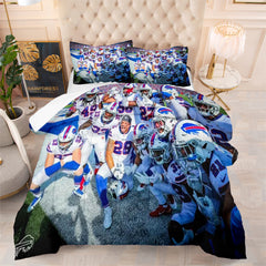 Buffalo Rugby Football Bills Comforter Pillowcases 3PC Sets Blanket All Season Reversible Quilted Duvet