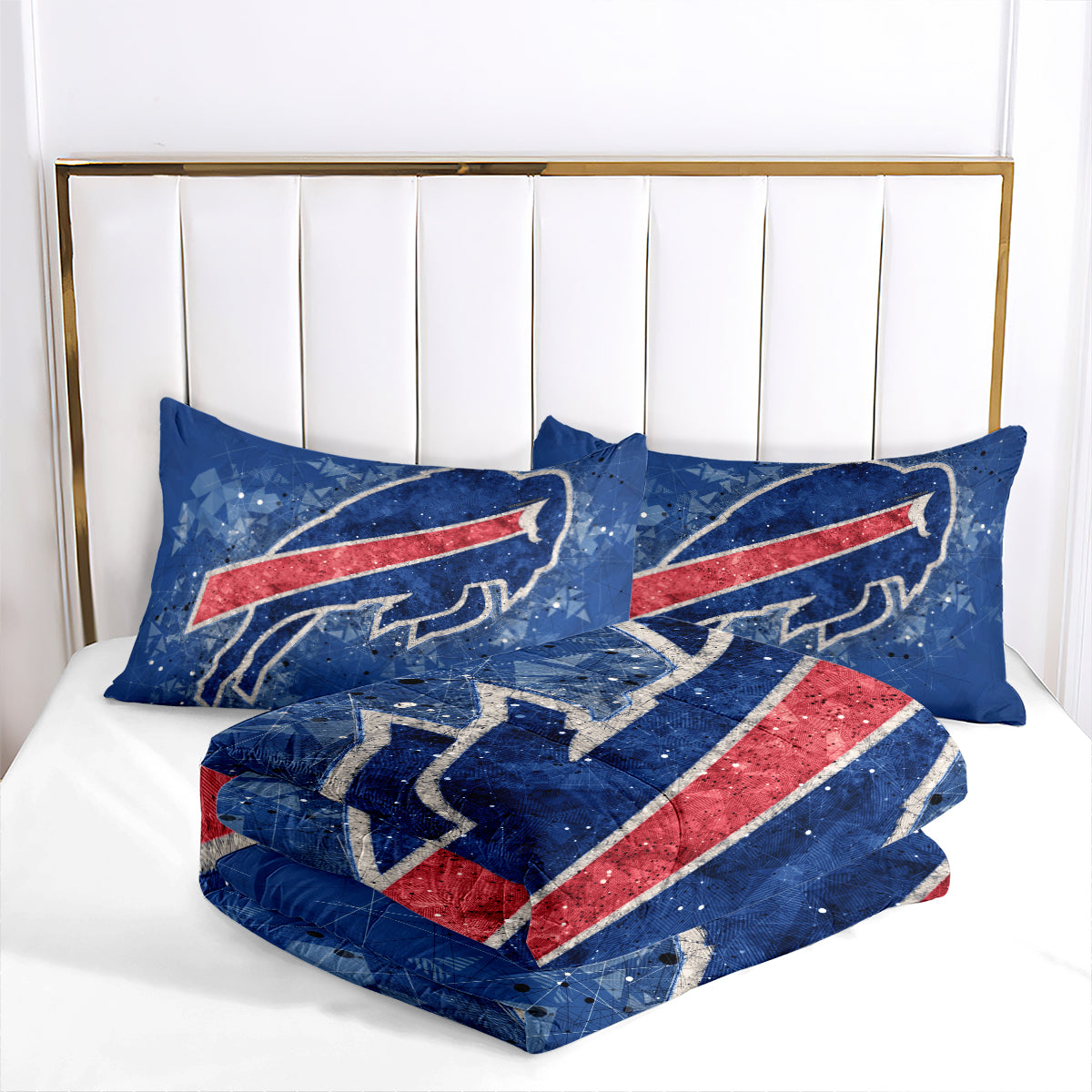 Buffalo Rugby Football Bills Comforter Pillowcases 3PC Sets Blanket All Season Reversible Quilted Duvet