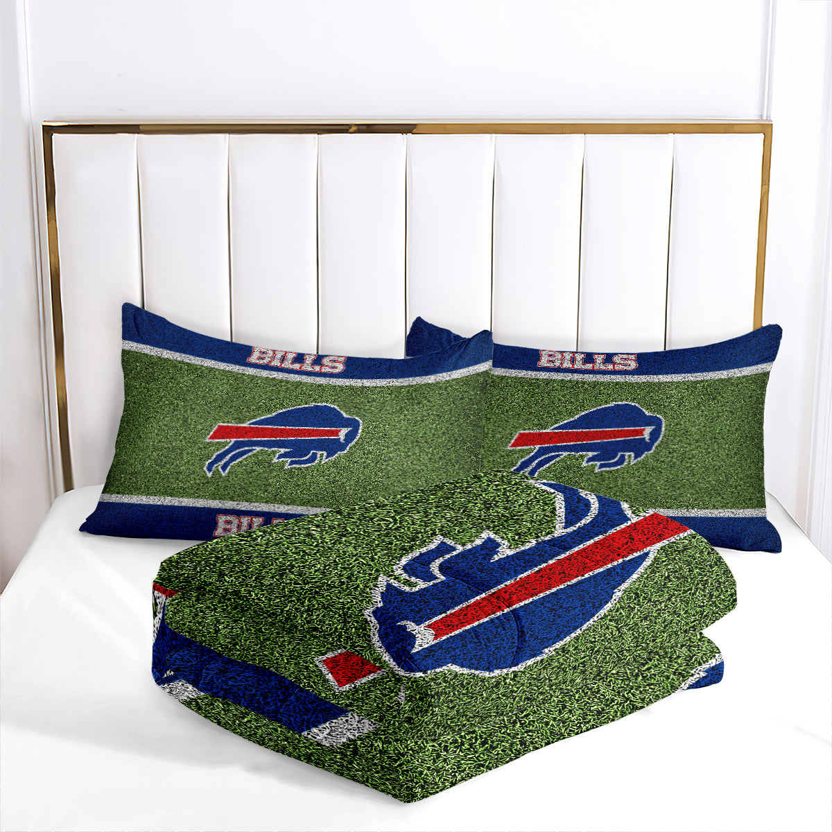 Buffalo Rugby Football Bills Comforter Pillowcases 3PC Sets Blanket All Season Reversible Quilted Duvet