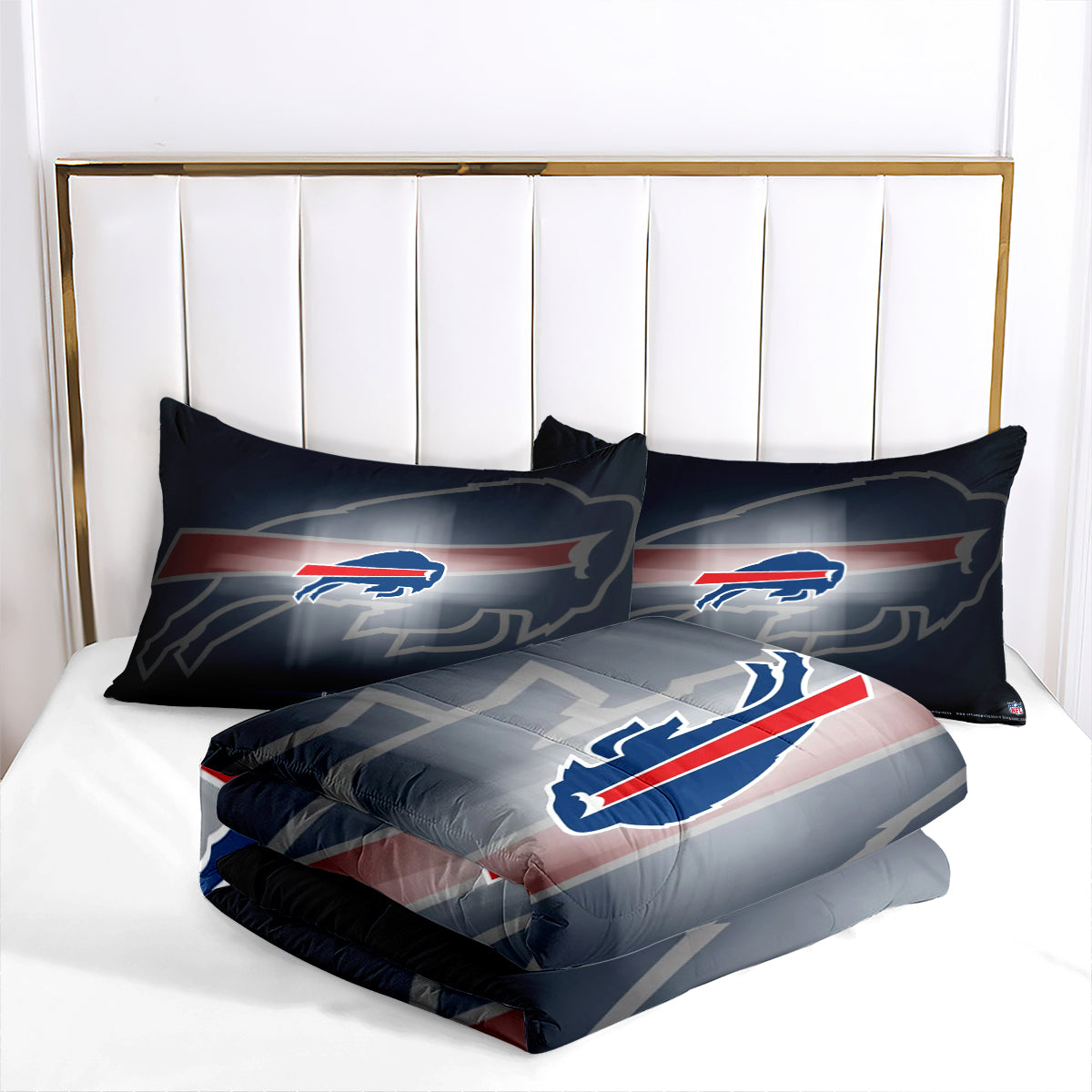 Buffalo Rugby Football Bills Comforter Pillowcases 3PC Sets Blanket All Season Reversible Quilted Duvet