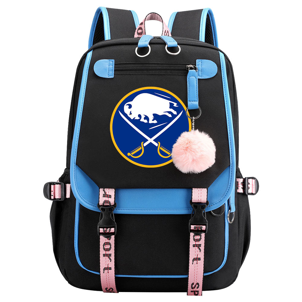 Buffalo Sabres Hockey League Waterproof Backpack School Notebook Travel Bag USB Charging