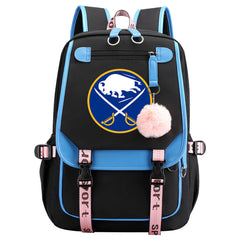Buffalo Sabres Hockey League Waterproof Backpack School Notebook Travel Bag USB Charging