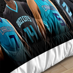 Charlotte Basketball Hornets Comforter Pillowcases 3PC Sets Blanket All Season Reversible Quilted Duvet