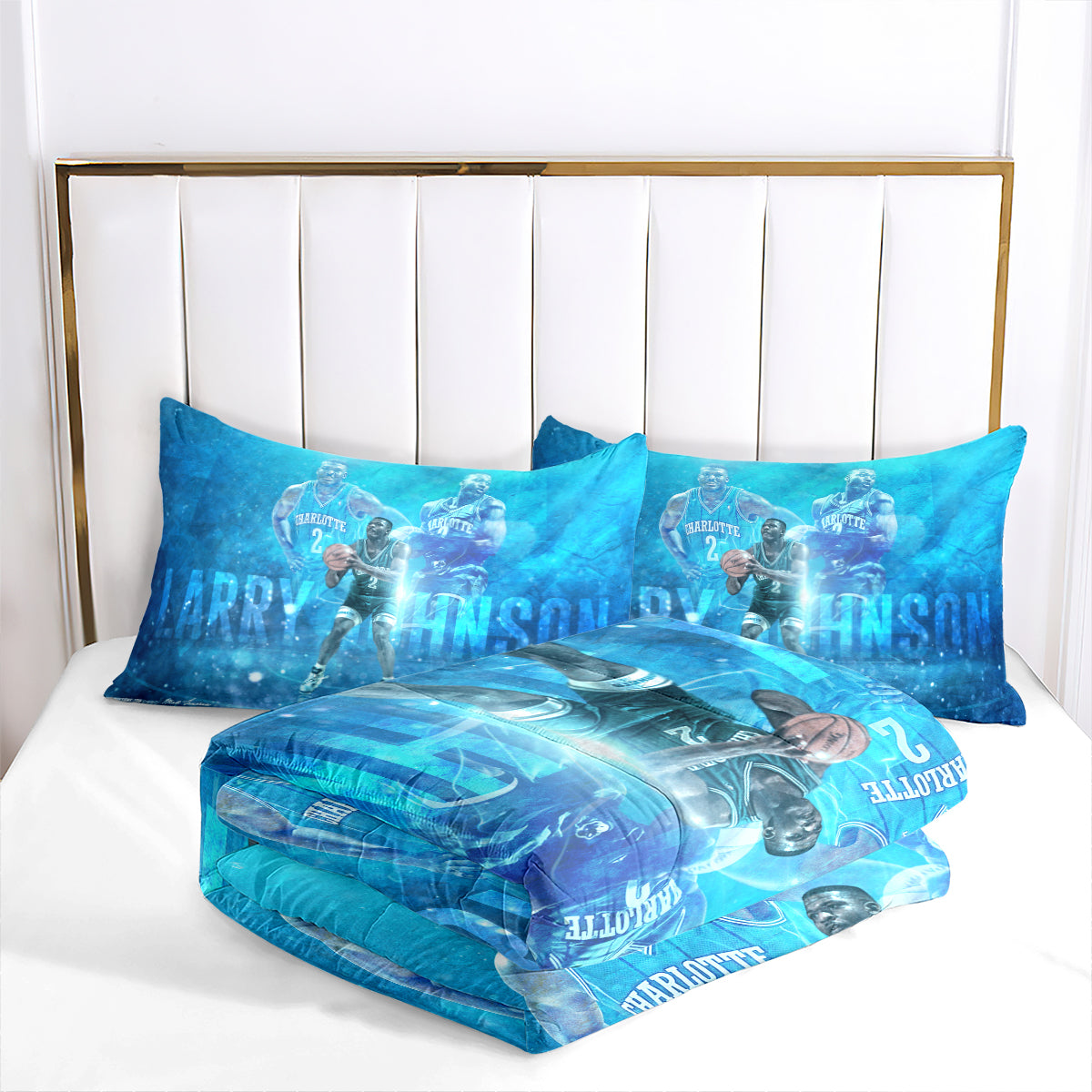 Charlotte Basketball Hornets Comforter Pillowcases 3PC Sets Blanket All Season Reversible Quilted Duvet