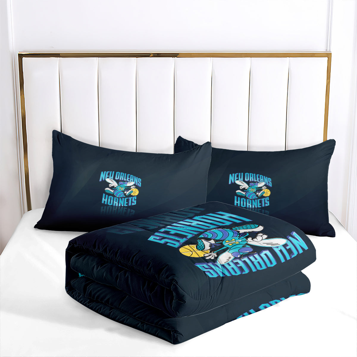 Charlotte Basketball Hornets Comforter Pillowcases 3PC Sets Blanket All Season Reversible Quilted Duvet