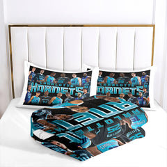 Charlotte Basketball Hornets Comforter Pillowcases 3PC Sets Blanket All Season Reversible Quilted Duvet