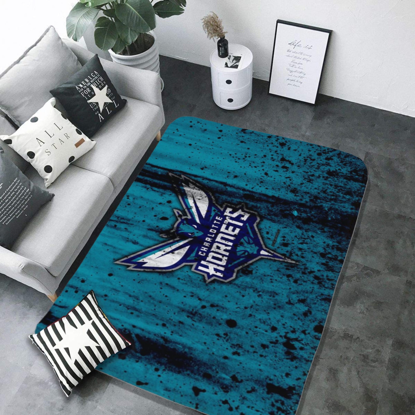 Charlotte Basketball Hornets Rugs Bedroom Living Room Bathroom Carpet Mat Rug