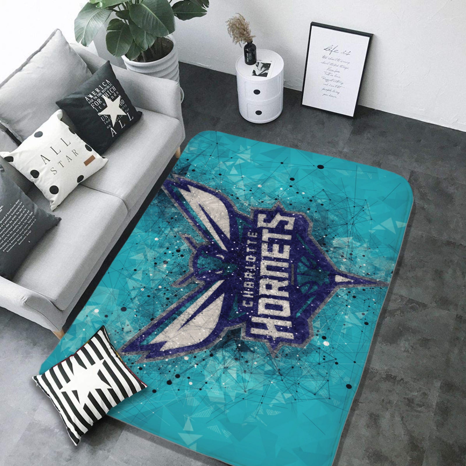 Charlotte Basketball Hornets Rugs Bedroom Living Room Bathroom Carpet Mat Rug