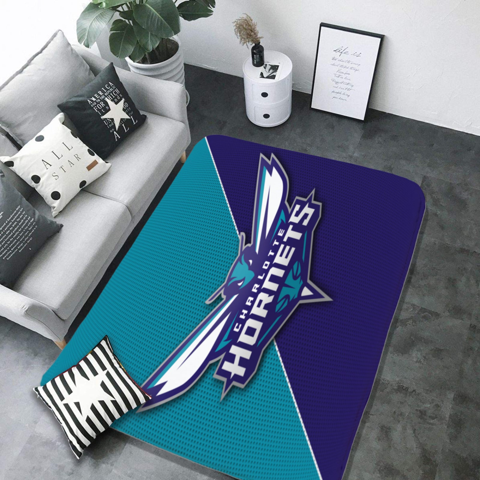 Charlotte Basketball Hornets Rugs Bedroom Living Room Bathroom Carpet Mat Rug