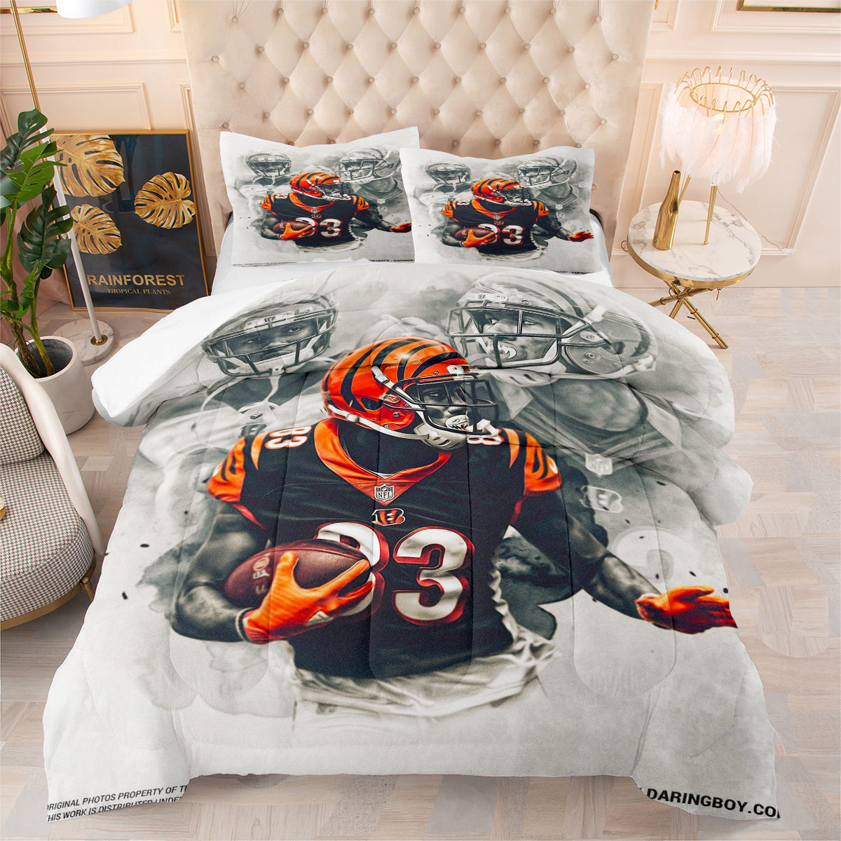 Chicago Rugby Football Bears Comforter Pillowcases 3PC Sets Blanket All Season Reversible Quilted Duvet