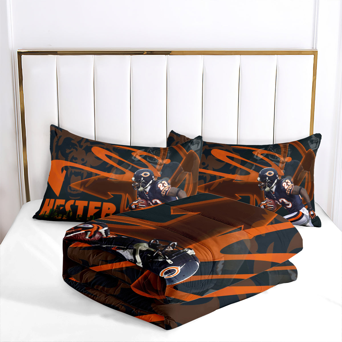 Chicago Rugby Football Bears Comforter Pillowcases 3PC Sets Blanket All Season Reversible Quilted Duvet