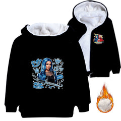 Descendants Wicked Wonderland Chloe Sherpa Lined Hoodie Fleece Sweatshirt Full Zip Hooded Jacket for Kids