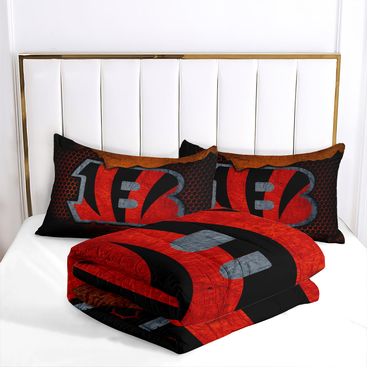 Cincinnati Rugby Football Bengals Comforter Pillowcases 3PC Sets Blanket All Season Reversible Quilted Duvet