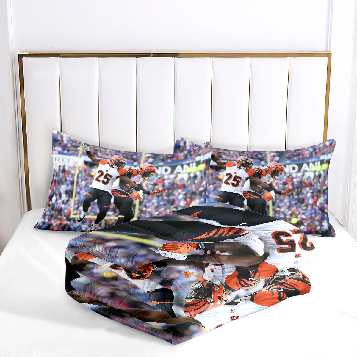 Cincinnati Rugby Football Bengals Comforter Pillowcases 3PC Sets Blanket All Season Reversible Quilted Duvet