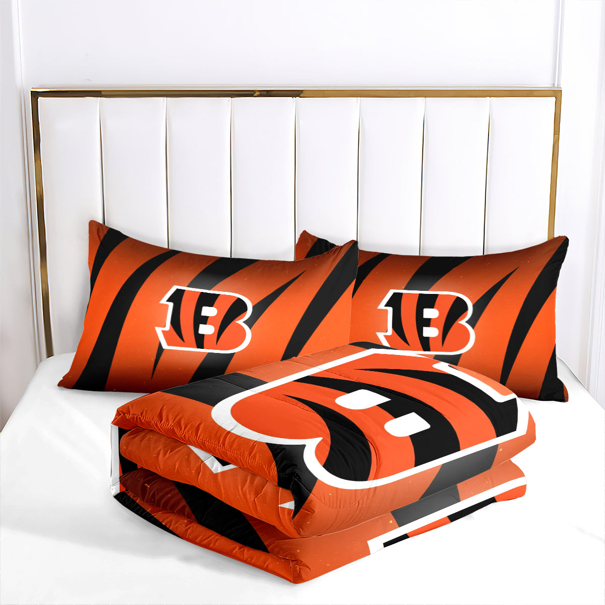 Cincinnati Rugby Football Bengals Comforter Pillowcases 3PC Sets Blanket All Season Reversible Quilted Duvet