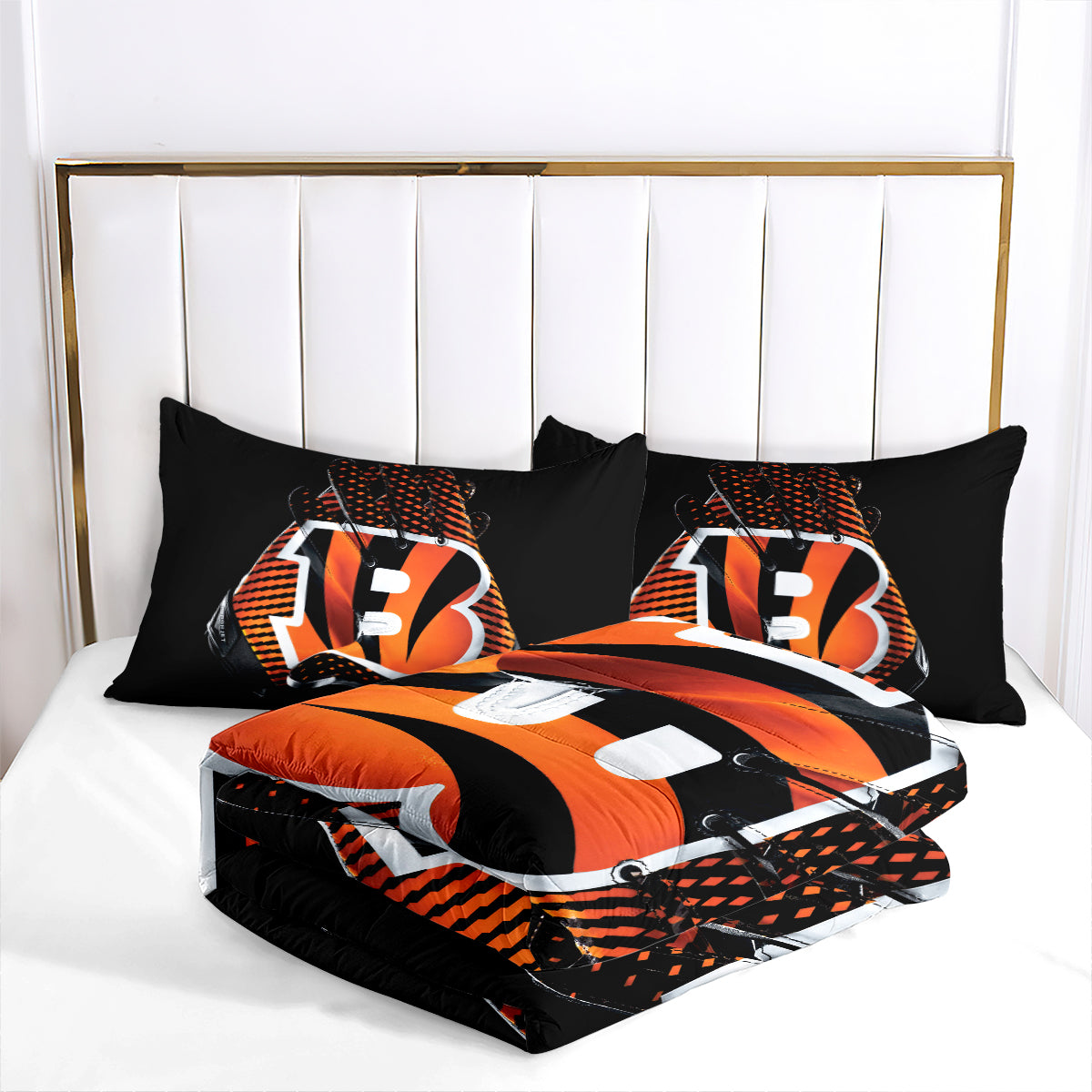 Cincinnati Rugby Football Bengals Comforter Pillowcases 3PC Sets Blanket All Season Reversible Quilted Duvet