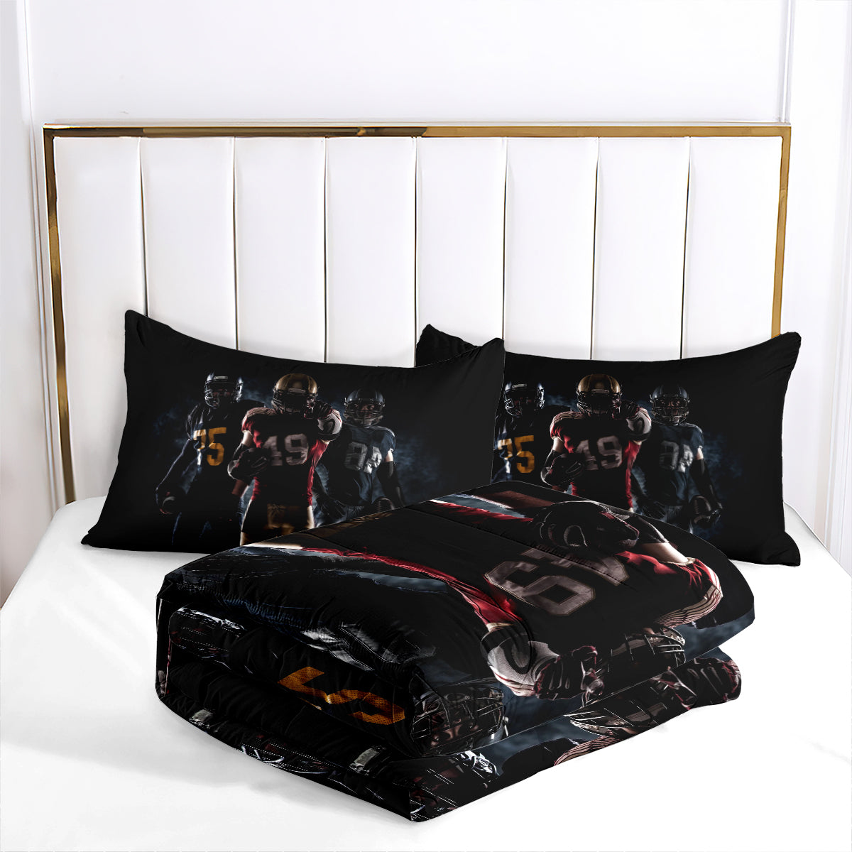 Cincinnati Rugby Football Bengals Comforter Pillowcases 3PC Sets Blanket All Season Reversible Quilted Duvet