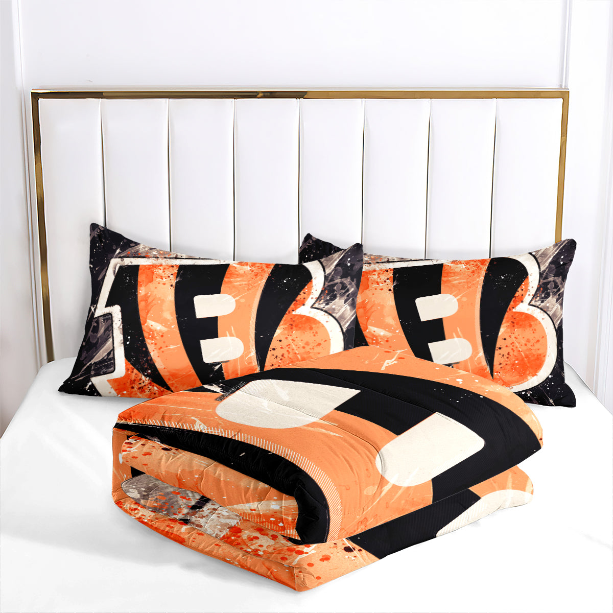 Cincinnati Rugby Football Bengals Comforter Pillowcases 3PC Sets Blanket All Season Reversible Quilted Duvet