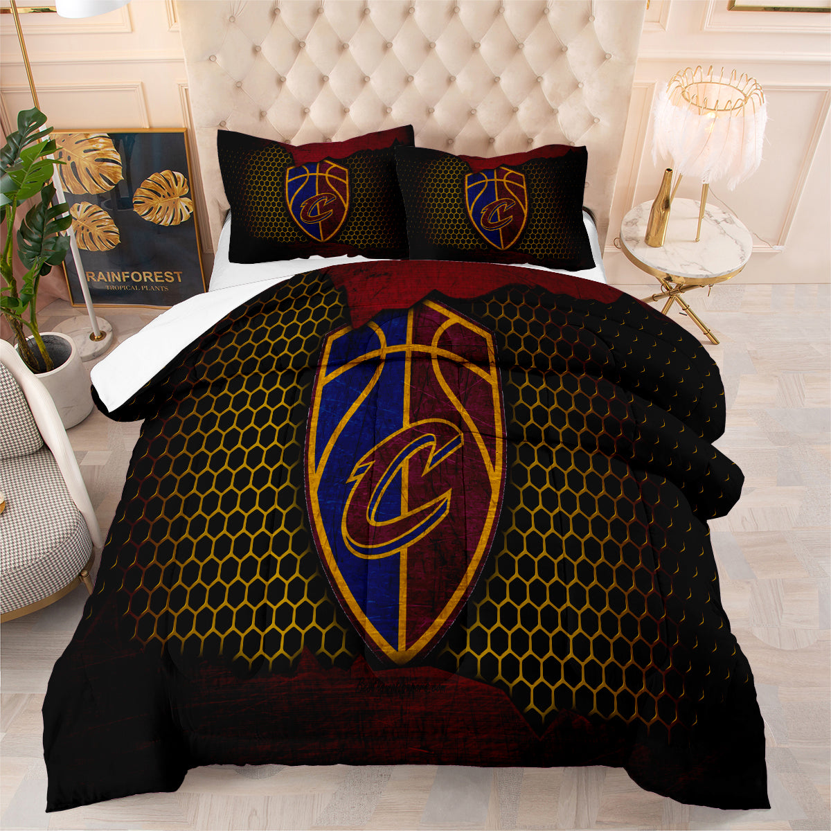 Cleveland Basketball Cavaliers Comforter Pillowcases 3PC Sets Blanket All Season Reversible Quilted Duvet