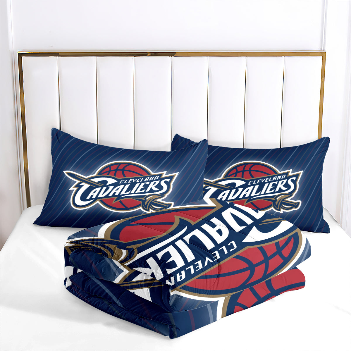 Cleveland Basketball Cavaliers Comforter Pillowcases 3PC Sets Blanket All Season Reversible Quilted Duvet